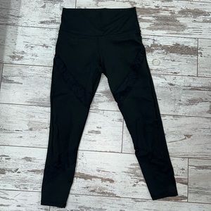 Black aerie leggings with mesh lines